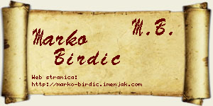 Marko Birdić vizit kartica